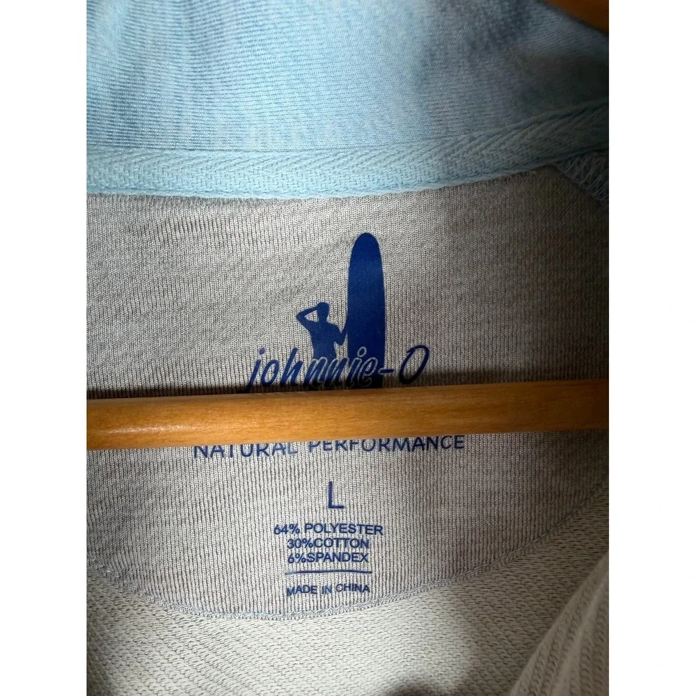 Johnnie-O Mens Large Gray Natural Performance Quarter Zip Pullover